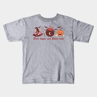 Retro Thick Thighs and Witch Vibes Kids T-Shirt